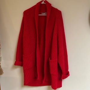 Zara Chunky Red cardigan with shawl collar
